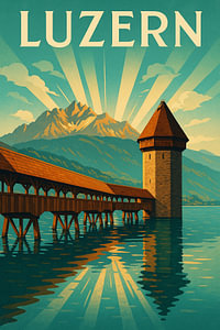 Luzern Schweiz Vintage Art Deco Reiseplakat