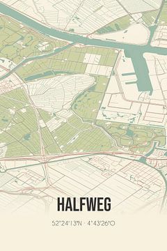 Vintage landkaart van Halfweg (Noord-Holland) van MijnStadsPoster