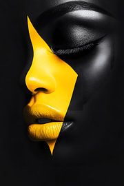 Female face close-up with yellow triangle by MNS Designs