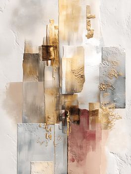 Abstrakte Komposition in Gold & Beige modern