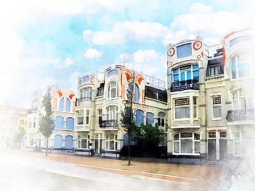 Art-nouveau panden in de Spuistraat, Vlissingen, Zeeland