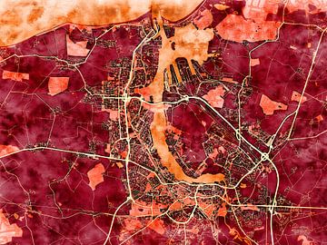 Kaart van Rostock in de stijl 'Amber Autumn' van Maporia