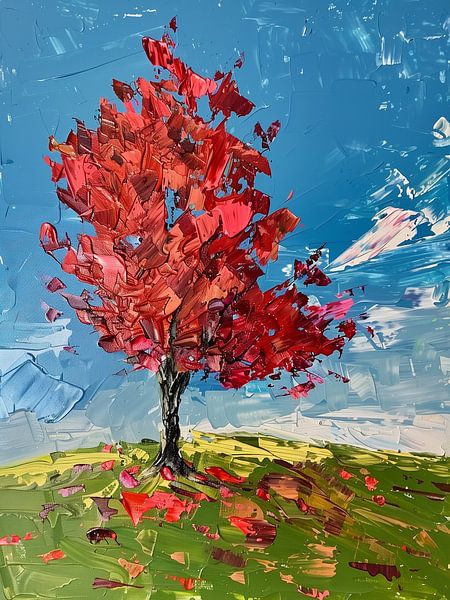 Boom in de herfstwind van artefacti