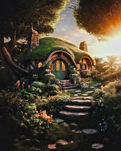 Droomhuis in de zon van fernlichtsicht