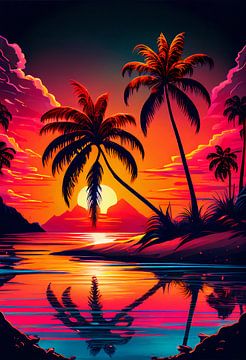 Tropical palm beach by drdigitaldesign