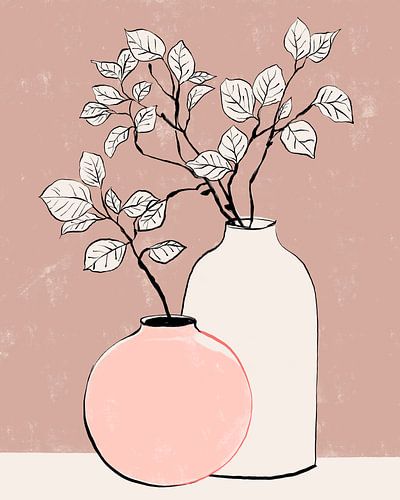 Minimalistische botanische vazen