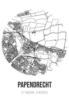 Papendrecht (Zuid-Holland) | Landkaart | Zwart-wit van Rezona