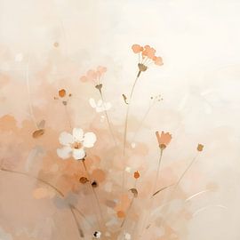 Abstrakte Wildblumen in Pfirsich-Beige von Kristin M
