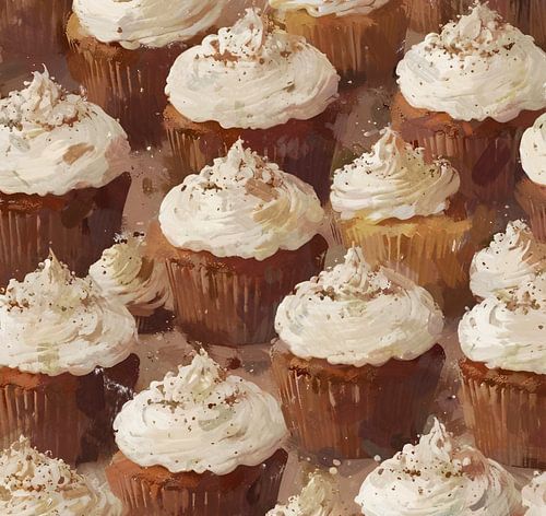 Cupcakes met slagroom en chocolade sprinkels.