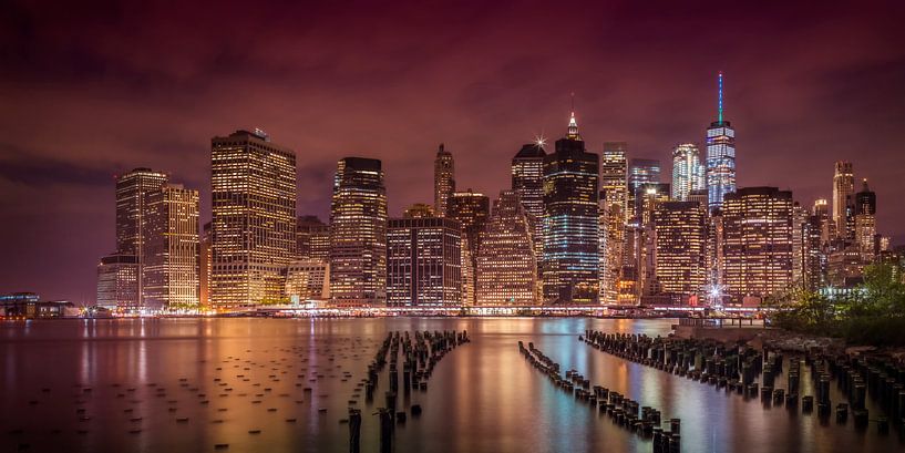 NEW YORK CITY Impression bei Nacht | Panorama von Melanie Viola