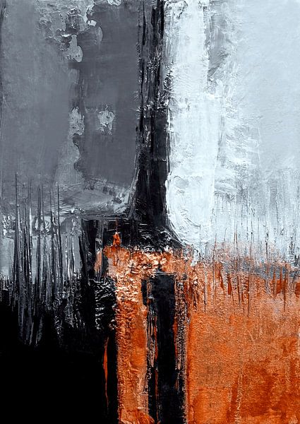 Schwarz orange abstrakt 2er Set von Ela Szczepaniak