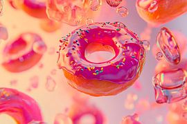 Zwevende donuts in felle kleuren van Poster Art Shop