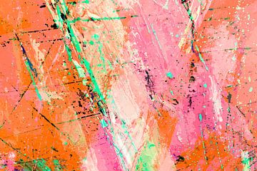 Œuvre d'art numérique moderne et abstraite en orange et rose sur Art By Dominic