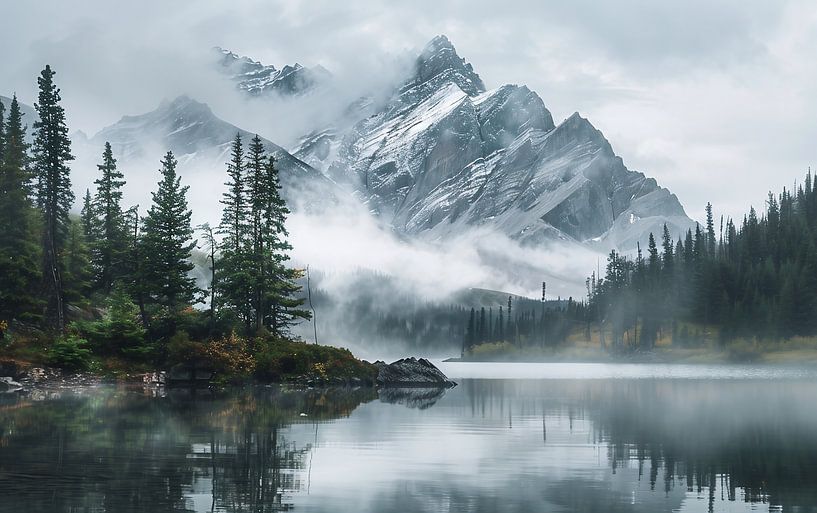 Mystieke mist op het meer van fernlichtsicht