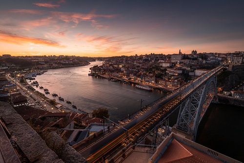 Vue du coucher de soleil à Porto