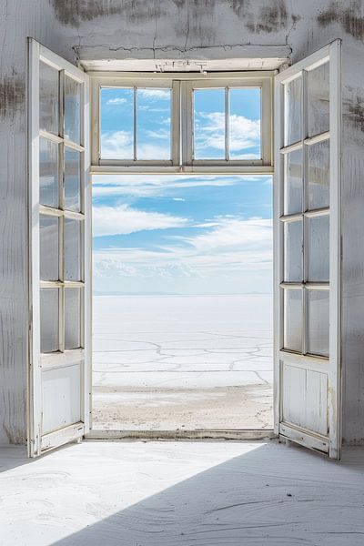 Vue de la fenêtre sur le lac salé par Poster Art Shop