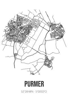Purmer (Noord-Holland) | Karte | Schwarz und Weiß von Rezona