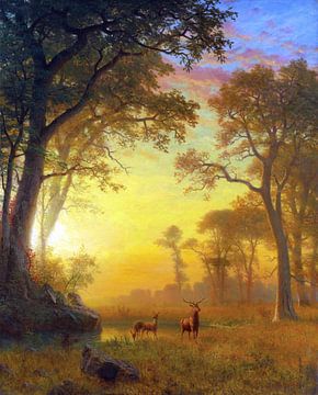 Albert Bierstadt, Licht in het bos van Atelier Liesjes