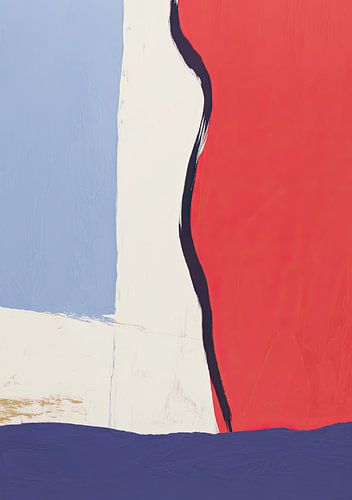 Abstracte vormen in rood en blauw