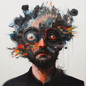 Man with strange eyes abstract