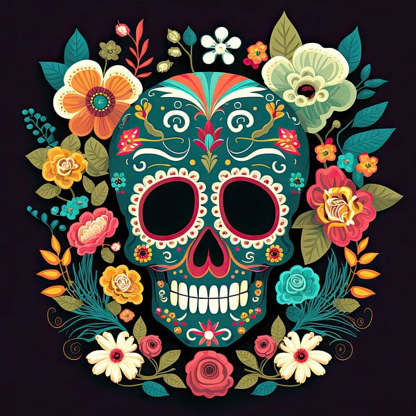 Decorated skull or skull by Vlindertuin-Art