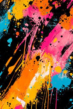 Colourful explosion of colour on black by Poster Art Shop