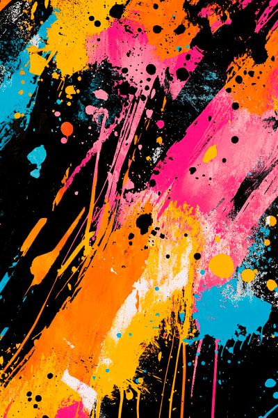Kleurrijke explosie van kleur op zwart van Poster Art Shop