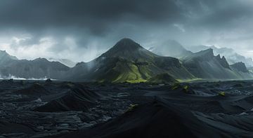 De unieke bergsilhouetten van IJsland van fernlichtsicht