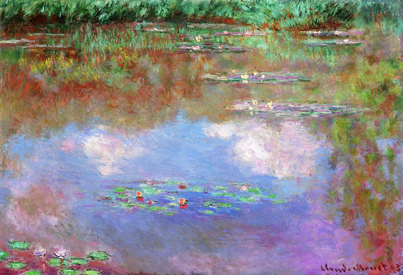 Claude Monet,De waterlelie vijver, wolken van finemasterpiece