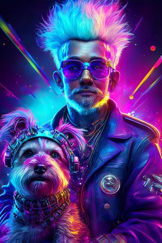 vieux punk avec chien