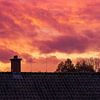 Avondlucht boven de daken van MMFoto