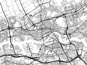 Kaart van Rotterdam in Zwart Wit van De Kaartenwinkel