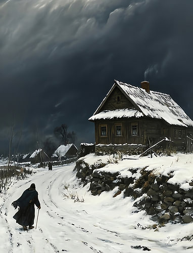 Cabin Beneath Storm Clouds