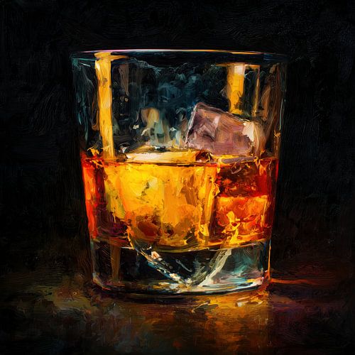 Abstracte whisky glas met ijs