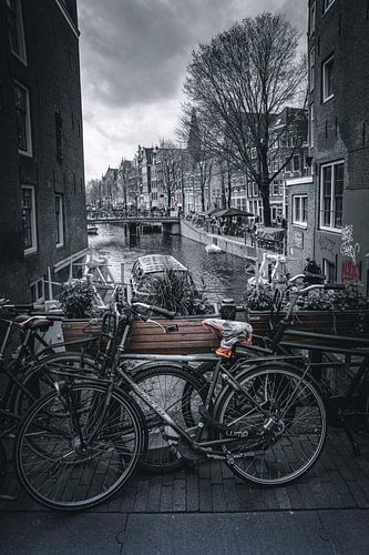 Traditionele huizen en bruggen in Amsterdam