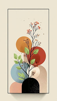 Minimalistische Boho-Illustration mit botanischen Motiven als Wanddekoration