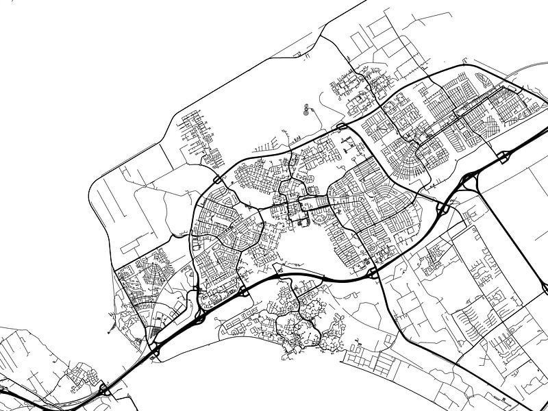 Carte de Almere en noir et blanc par De Kaartenwinkel