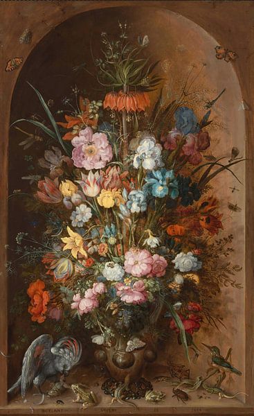 Groot bloemstilleven met keizerskroon, Roelant Saverij van Meesterlijcke Meesters