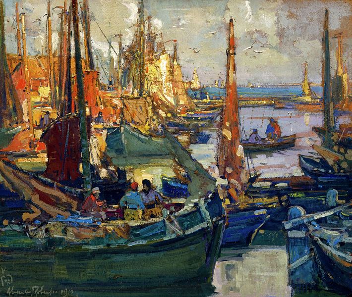 Alexander Robinson,Fischerboote, Hafen der Südsee, 1915 von finemasterpiece