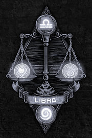 Illustration du signe du zodiaque de la Balance sur John Dan