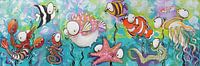 Vrolijke Visjes onder water in Acryl Cartoon stijl van Lineke Lijn thumbnail