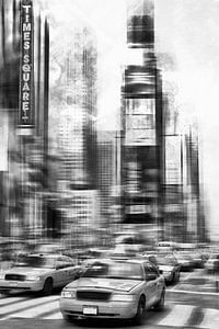 Monochrome Kunst TIMES SQUARE von Melanie Viola