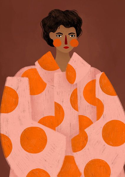 Femme à pois orange par Bea Müller