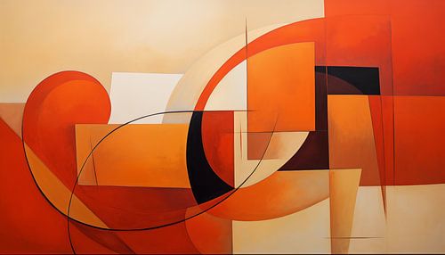 Abstracte vormen oranje panorama