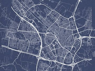Carte de Utrecht en bleu royal sur Map Art Studio