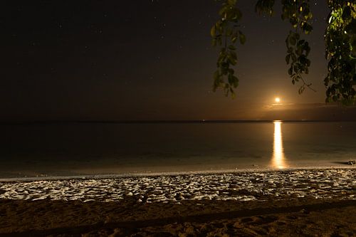 La lune s'enfonce dans la mer