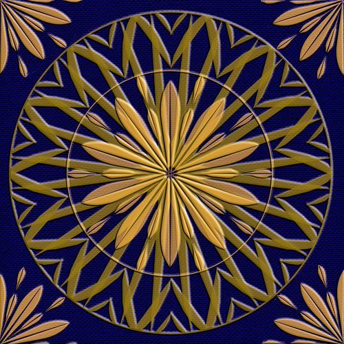 Ster in cirkel patroon, goud op koningsblauw