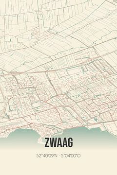 Vintage landkaart van Zwaag (Noord-Holland) van Rezona