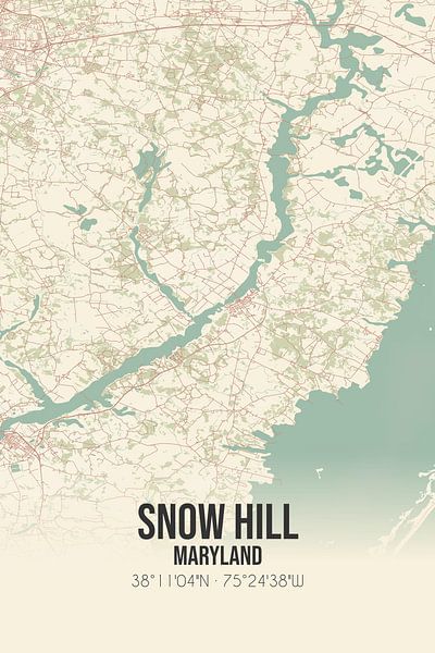 Vintage map of Snow Hill (Maryland), USA. by Prints of Place