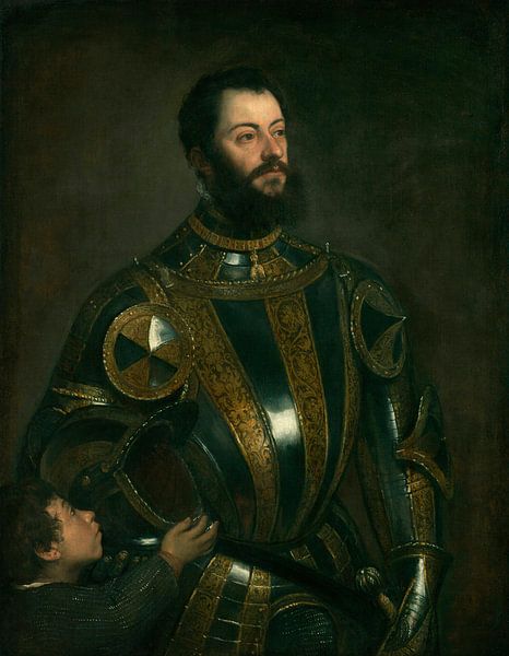 Portret van Alfonso d'Avalos, Markies van Vasto, in Armore, Titiaan van Meesterlijcke Meesters
